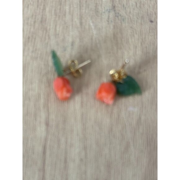 Carved Coral Bead Nuggets Necklace & Rose Earrings Set From Coral World - Picture 4 of 9